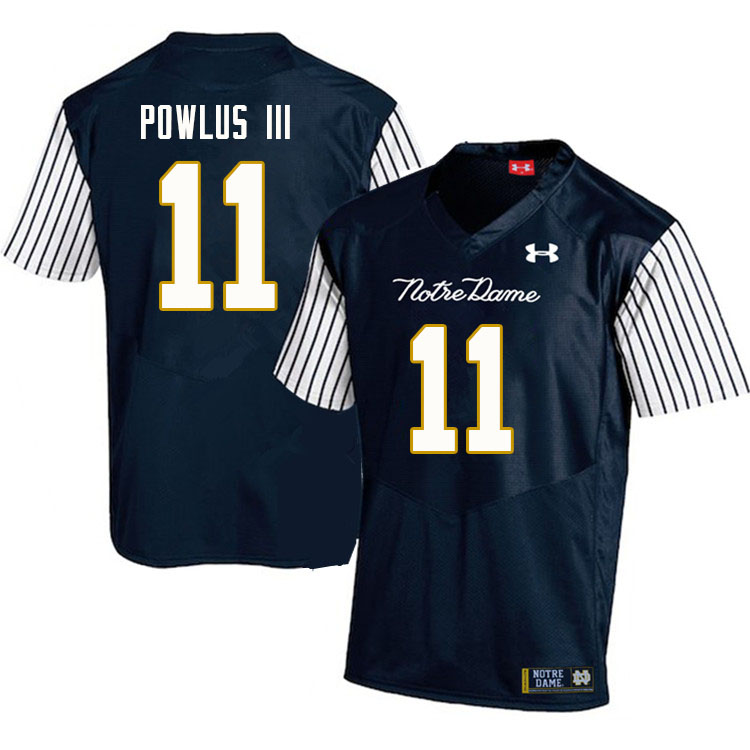 Men's NCAA Notre Dame Fighting Irish #11 Ron Powlus III Stitched College Under Armour Authentic Navy Alternate Football Jersey XA10B80HR